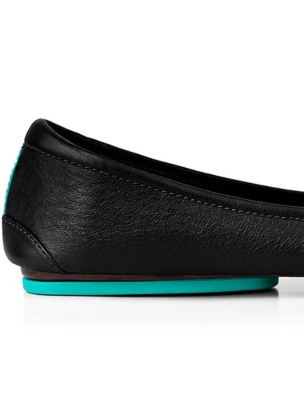 Tieks Black Leather Ballet Flats Size 9 Turquoise Accents - Foldable Shoes - Picture 8 of 8